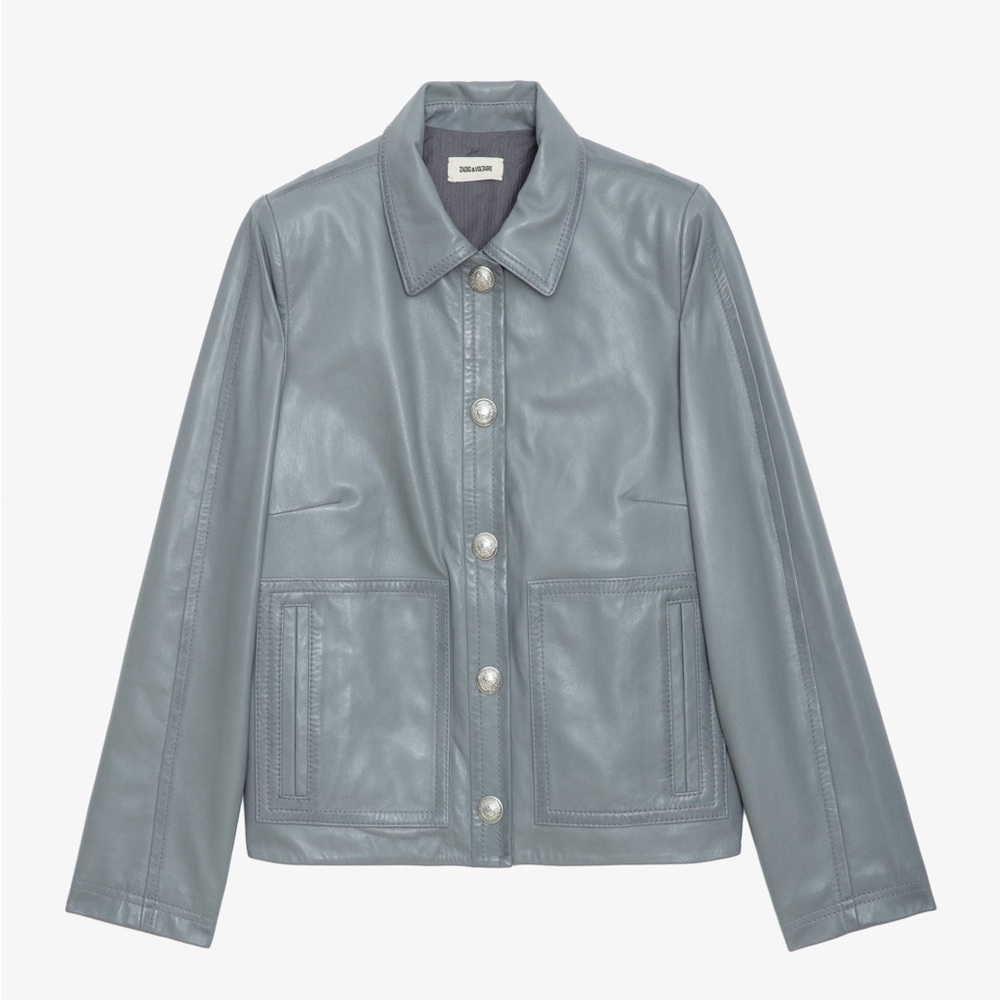NEW! Zadig & Voltaire Leather Grey Jacket, M - Picture 6 of 14